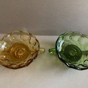 Vintage Anchor Hocking Avocado Green & Amber Two-Handled Dish